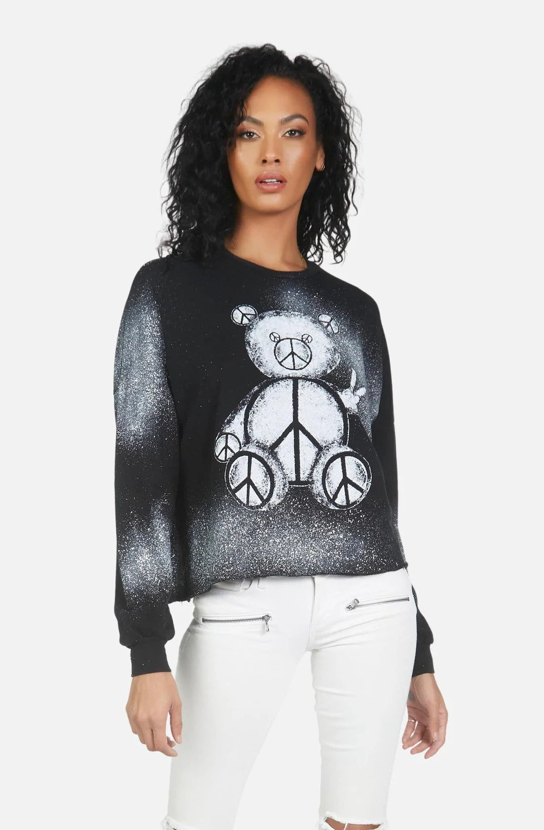Lauren Moshi Lee Peace Teddy Crew Sweater Sweater by Lauren Moshi as seen on celebrities