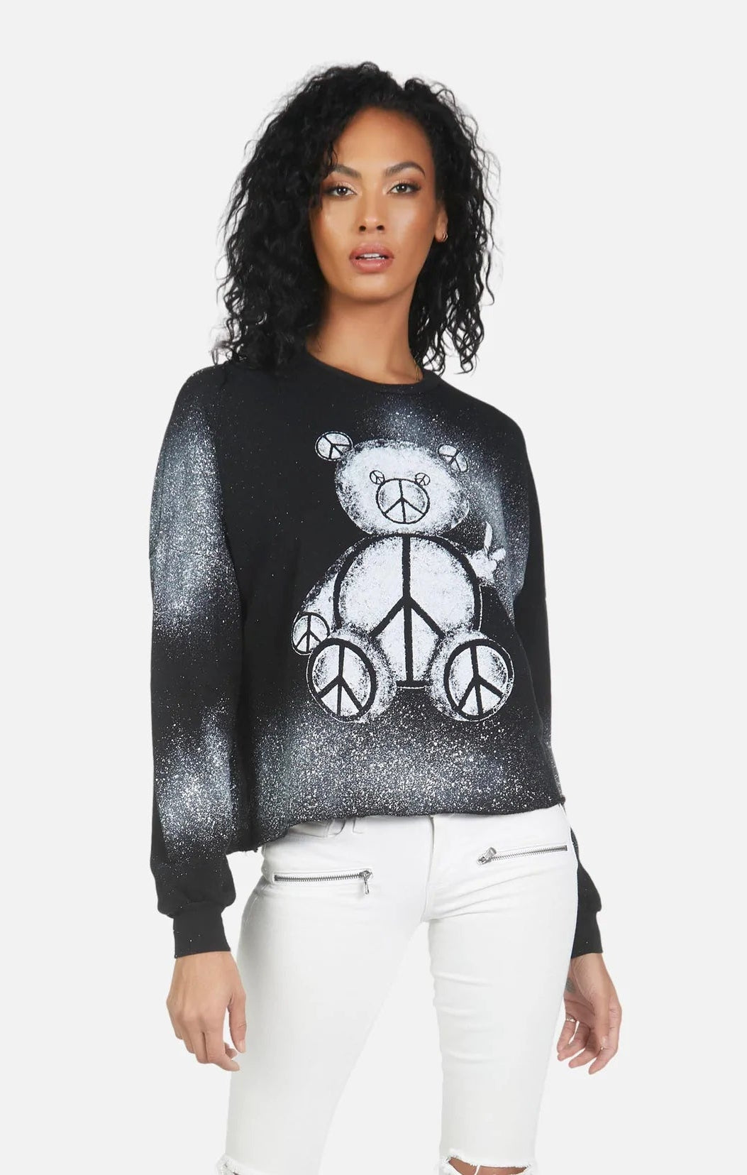 Lauren Moshi Lee Peace Teddy Crew Sweater Sweater by Lauren Moshi as seen on celebrities