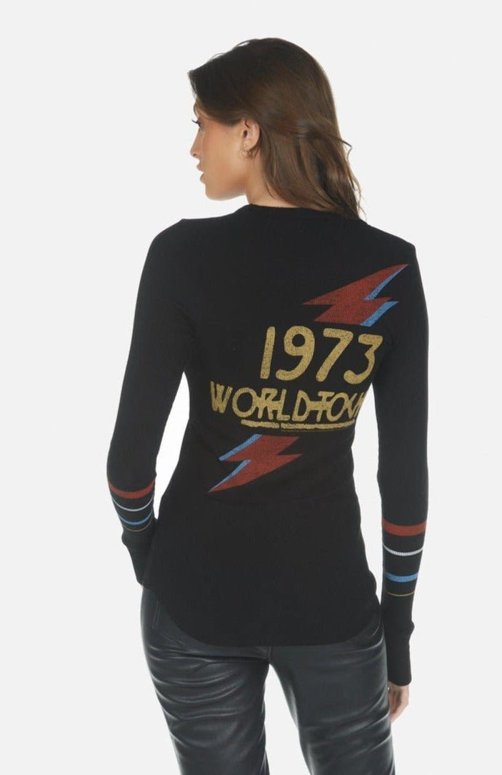Lauren Moshi McKinley Bowie 1973 Tour Top Long Sleeved Top by Lauren Moshi as seen on celebrities