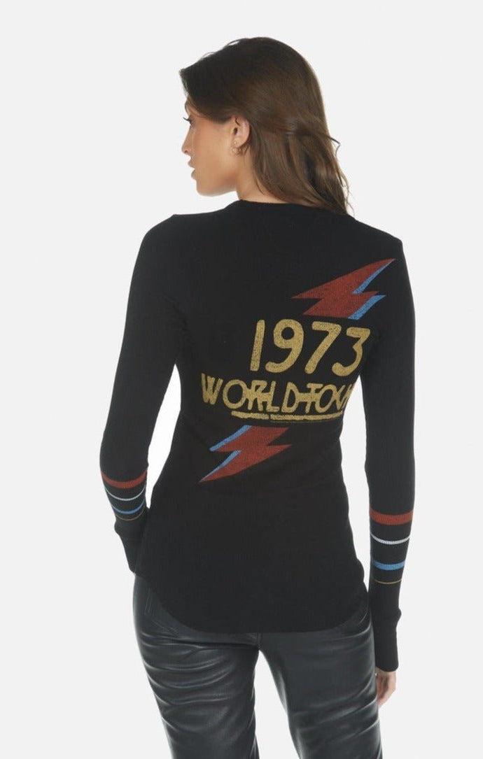 Lauren Moshi McKinley Bowie 1973 Tour Top Long Sleeved Top by Lauren Moshi as seen on celebrities
