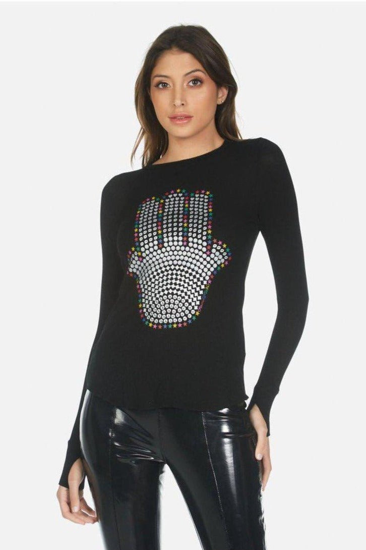 Lauren Moshi McKinley Hamsa Elements Long Sleeve Top Long Sleeved Top by Lauren Moshi as seen on celebrities