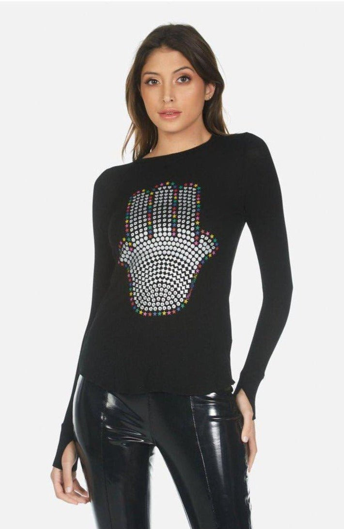 Lauren Moshi McKinley Hamsa Elements Long Sleeve Top Long Sleeved Top by Lauren Moshi as seen on celebrities