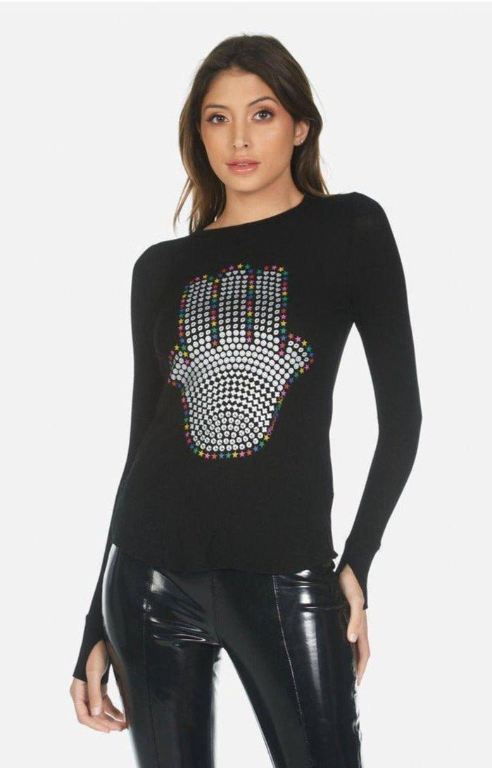 Lauren Moshi McKinley Hamsa Elements Long Sleeve Top Long Sleeved Top by Lauren Moshi as seen on celebrities