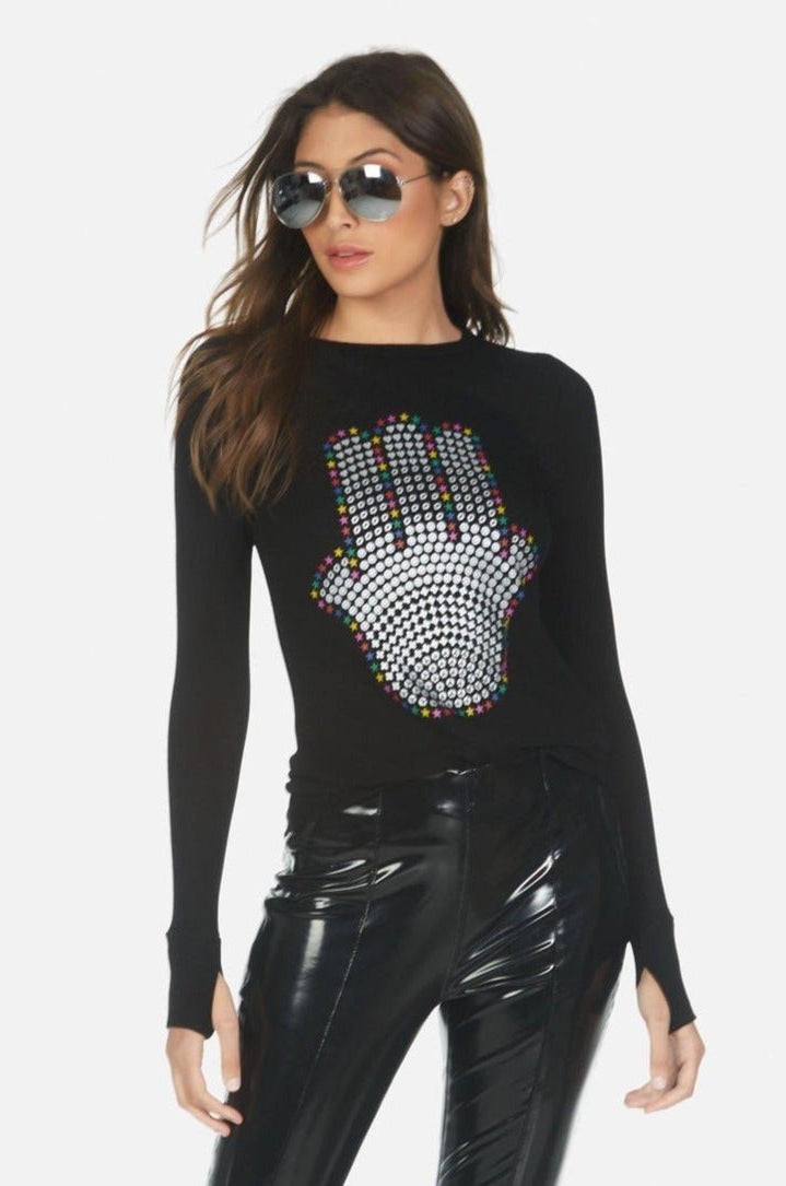 Lauren Moshi McKinley Hamsa Elements Long Sleeve Top Long Sleeved Top by Lauren Moshi as seen on celebrities