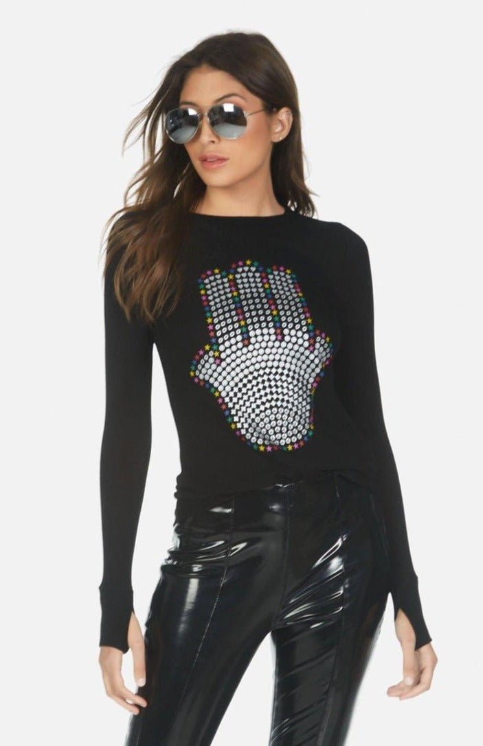 Lauren Moshi McKinley Hamsa Elements Long Sleeve Top Long Sleeved Top by Lauren Moshi as seen on celebrities