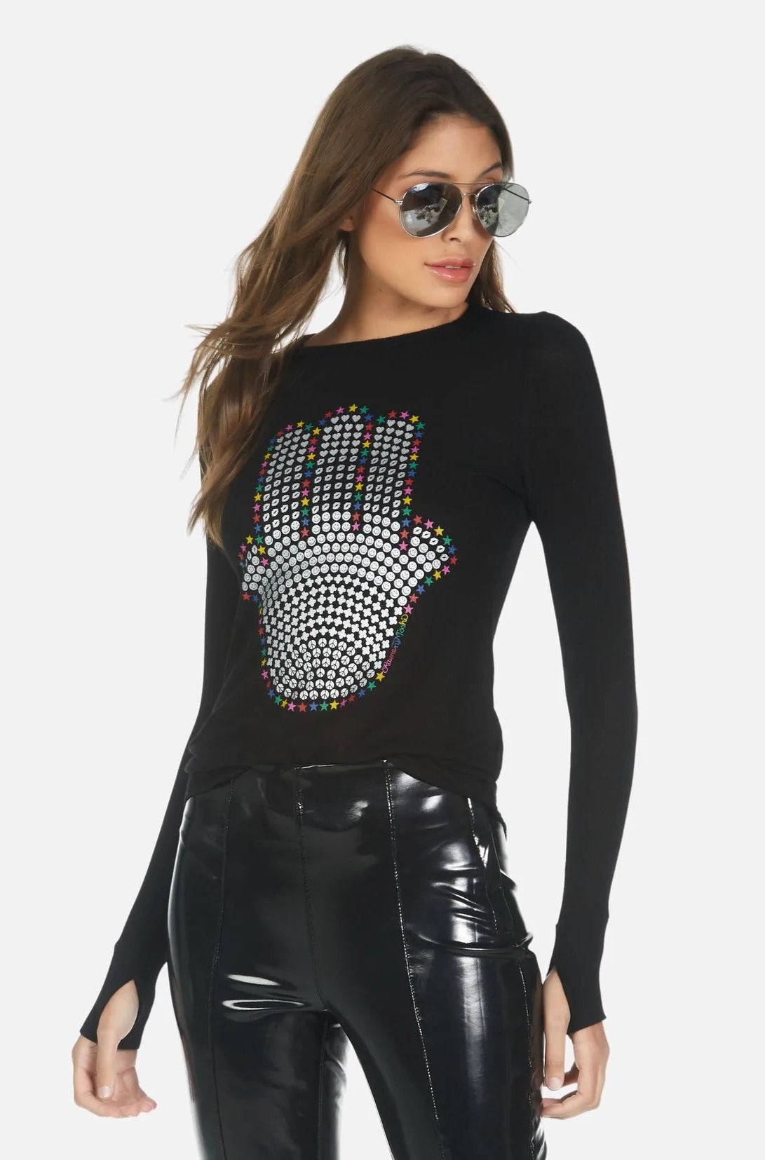 Lauren Moshi McKinley Hamsa Elements Long Sleeve Top Long Sleeved Top by Lauren Moshi as seen on celebrities
