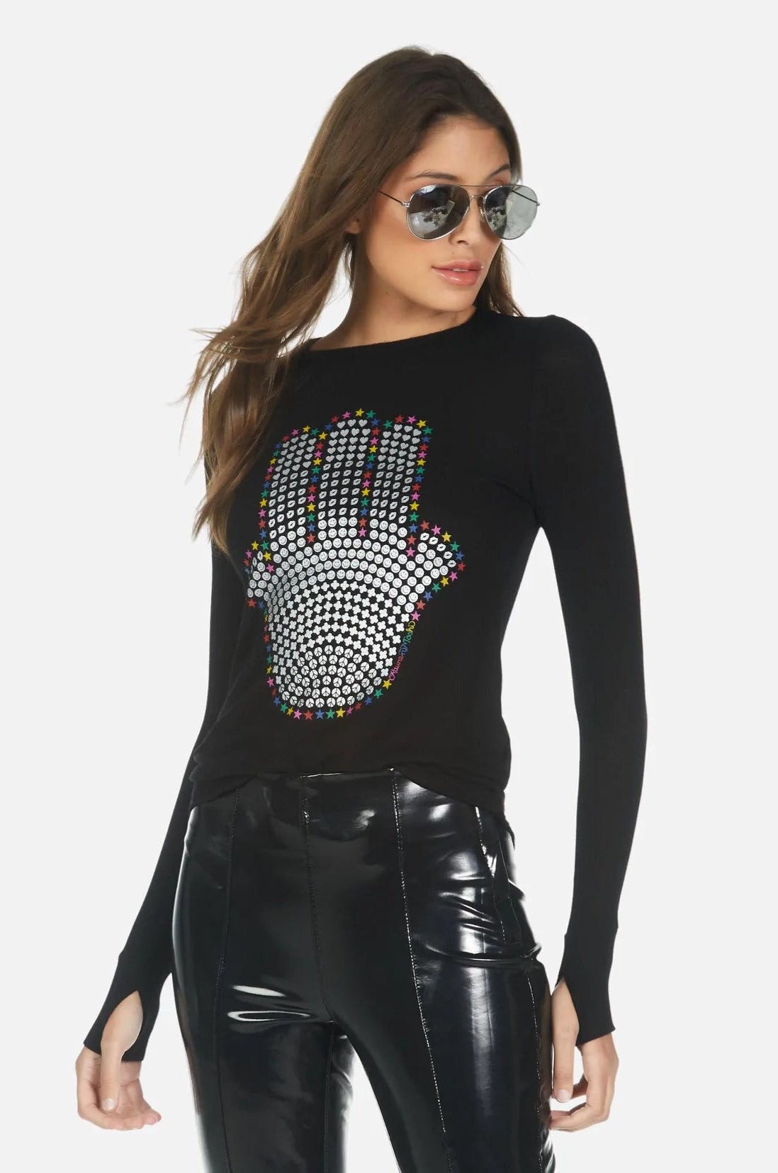 Lauren Moshi McKinley Hamsa Elements Long Sleeve Top Long Sleeved Top by Lauren Moshi as seen on celebrities