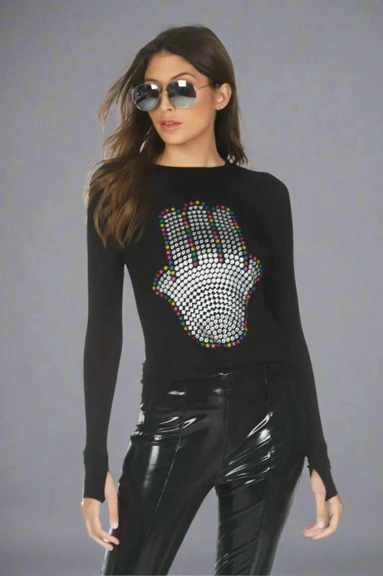 Lauren Moshi McKinley Hamsa Elements Long Sleeve Top Long Sleeved Top by Lauren Moshi as seen on celebrities