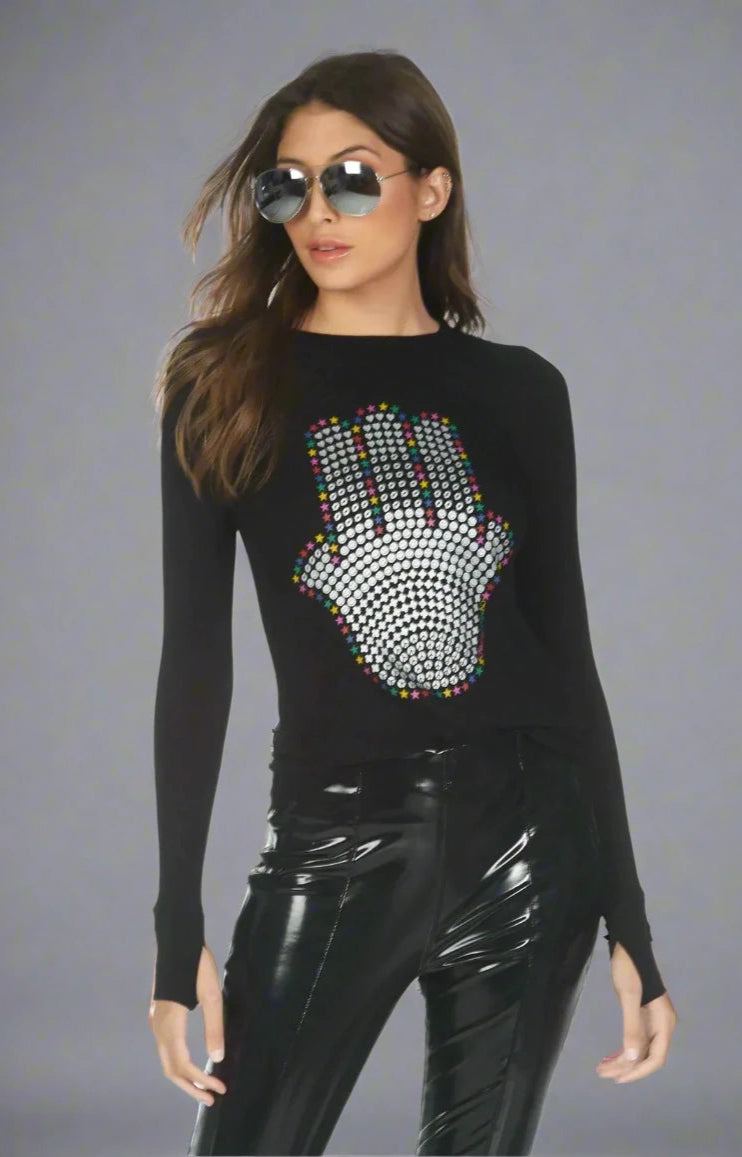 Lauren Moshi McKinley Hamsa Elements Long Sleeve Top Long Sleeved Top by Lauren Moshi as seen on celebrities