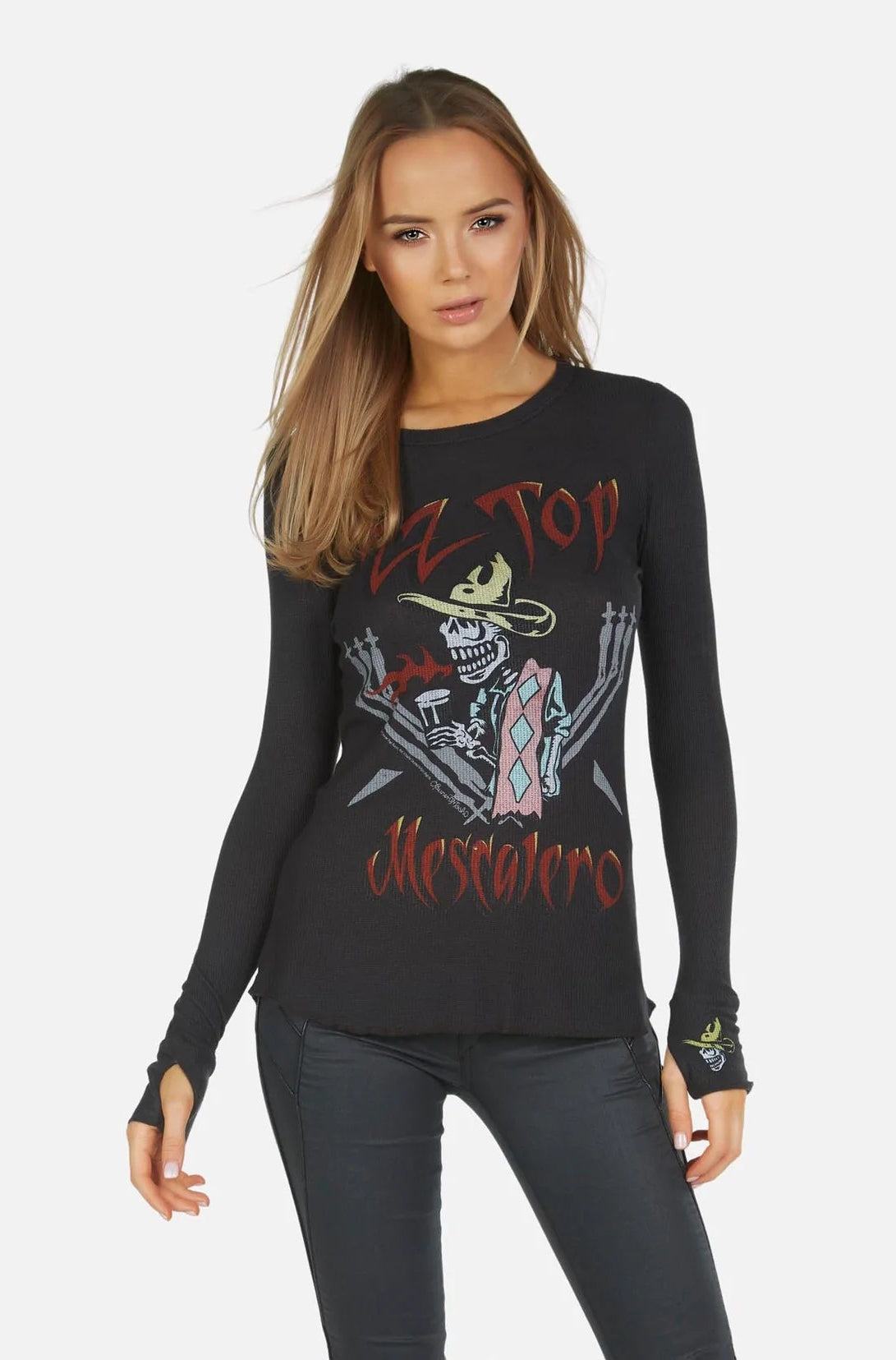 Lauren Moshi McKinley McKinley ZZ Top Thermal Top as seen on Avril Lavigne Long Sleeved Top by Lauren Moshi as seen on celebrities