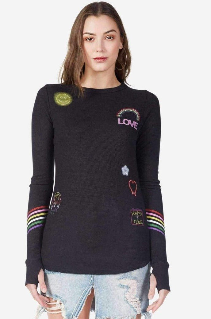 Lauren Moshi Mckinley Neon Signs Thermal Top Long Sleeved Top by Lauren Moshi as seen on celebrities