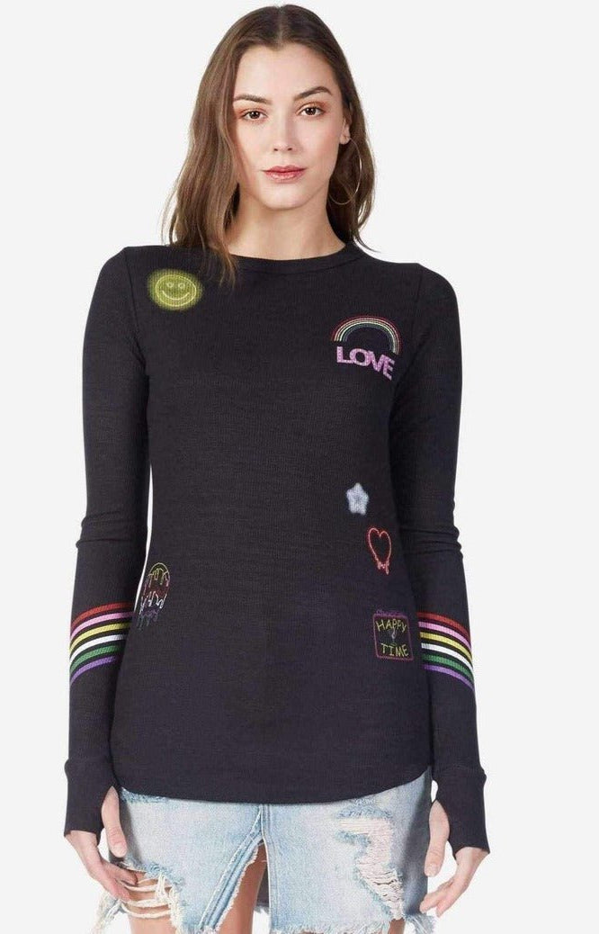 Lauren Moshi Mckinley Neon Signs Thermal Top Long Sleeved Top by Lauren Moshi as seen on celebrities