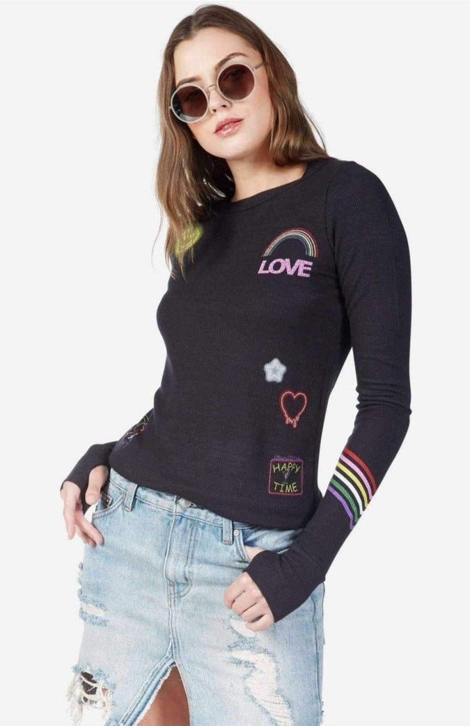 Lauren Moshi Mckinley Neon Signs Thermal Top Long Sleeved Top by Lauren Moshi as seen on celebrities