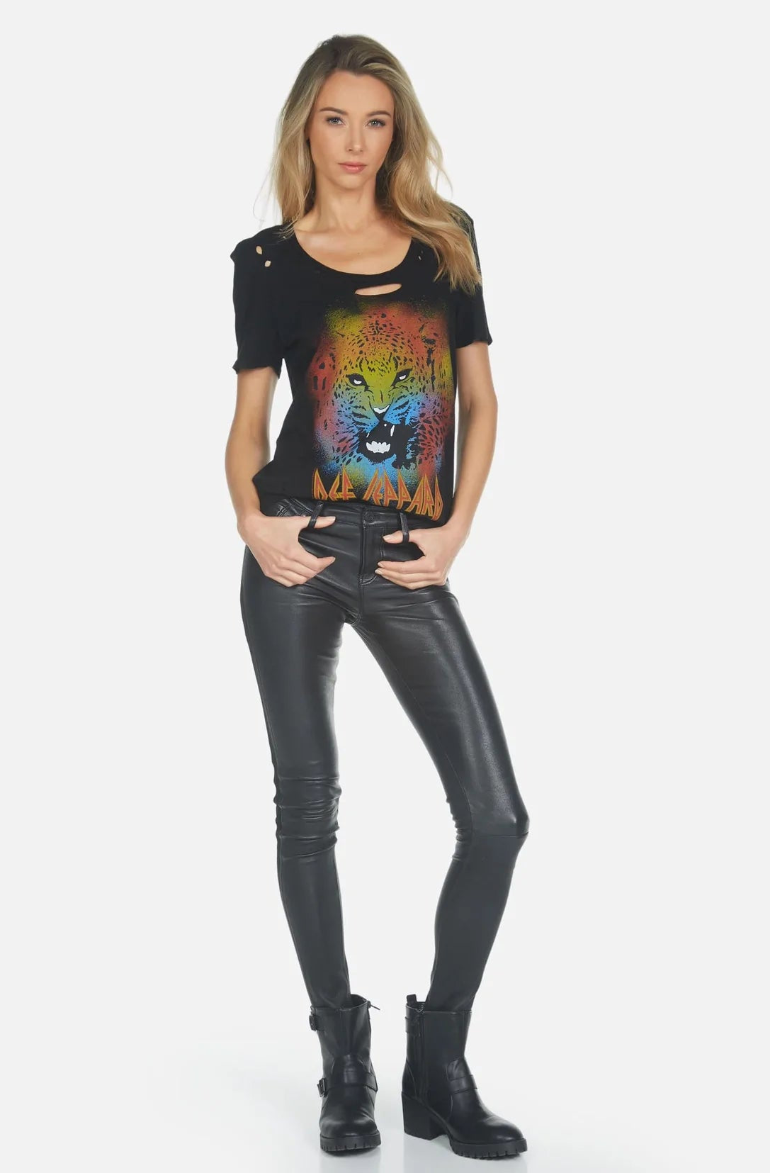 Lauren Moshi Myra Def Leppard Leopard T-Shirt T-Shirt by Lauren Moshi as seen on celebrities