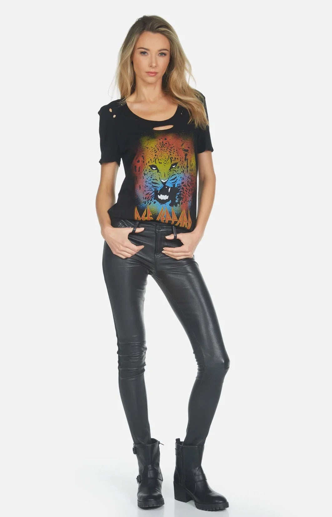 Lauren Moshi Myra Def Leppard Leopard T-Shirt T-Shirt by Lauren Moshi as seen on celebrities