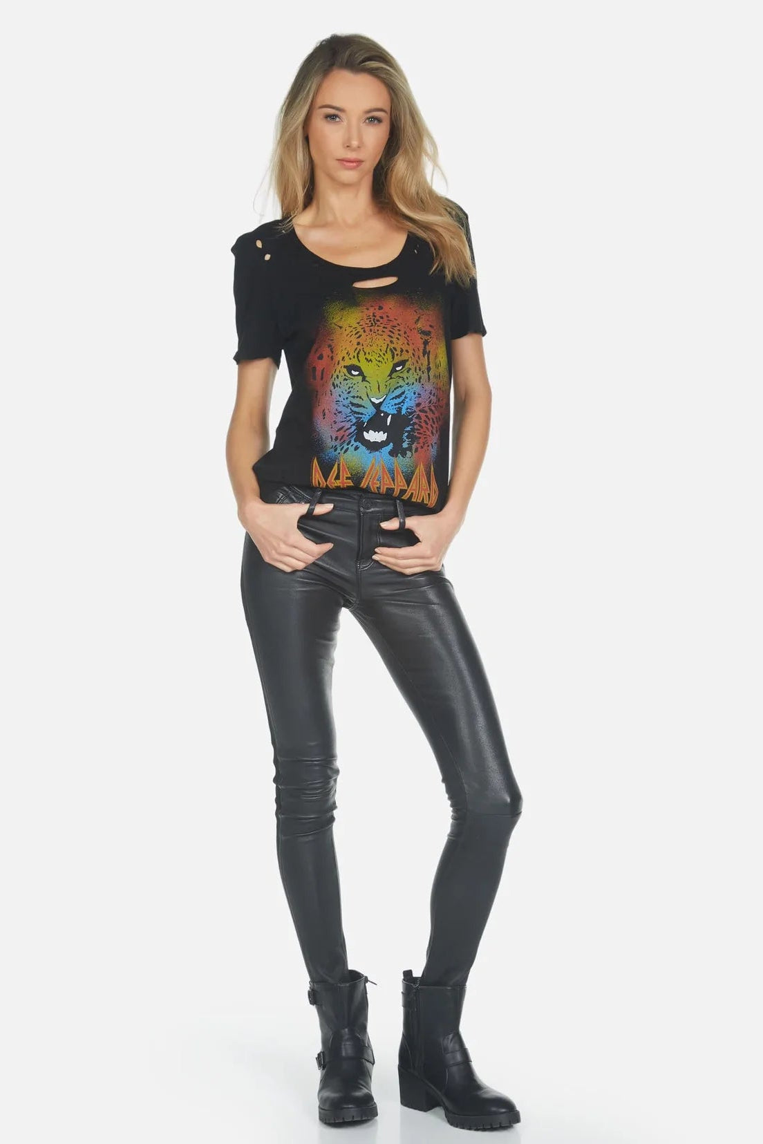 Lauren Moshi Myra Def Leppard Leopard T-Shirt T-Shirt by Lauren Moshi as seen on celebrities