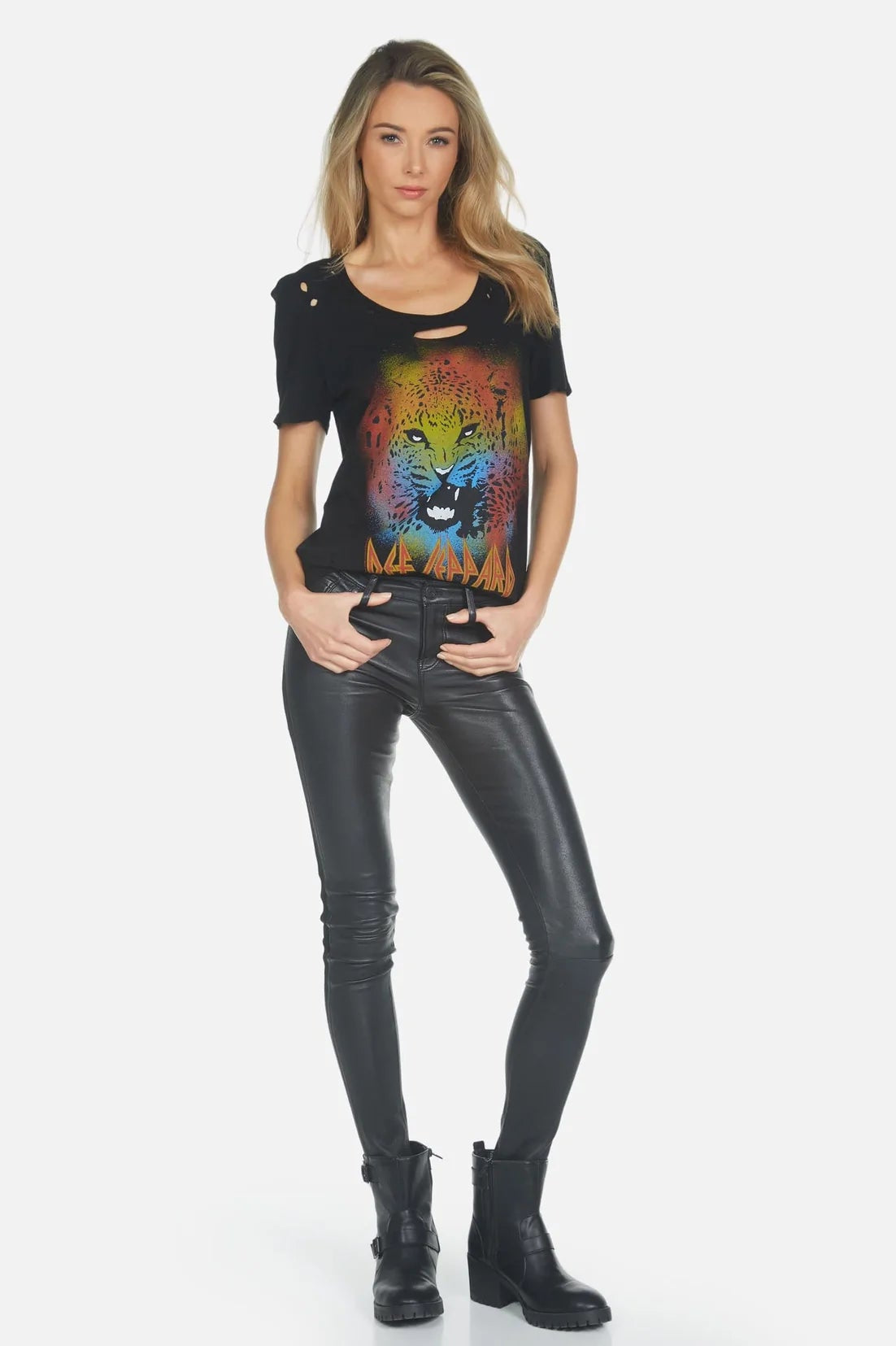 Lauren Moshi Myra Def Leppard Leopard T-Shirt T-Shirt by Lauren Moshi as seen on celebrities