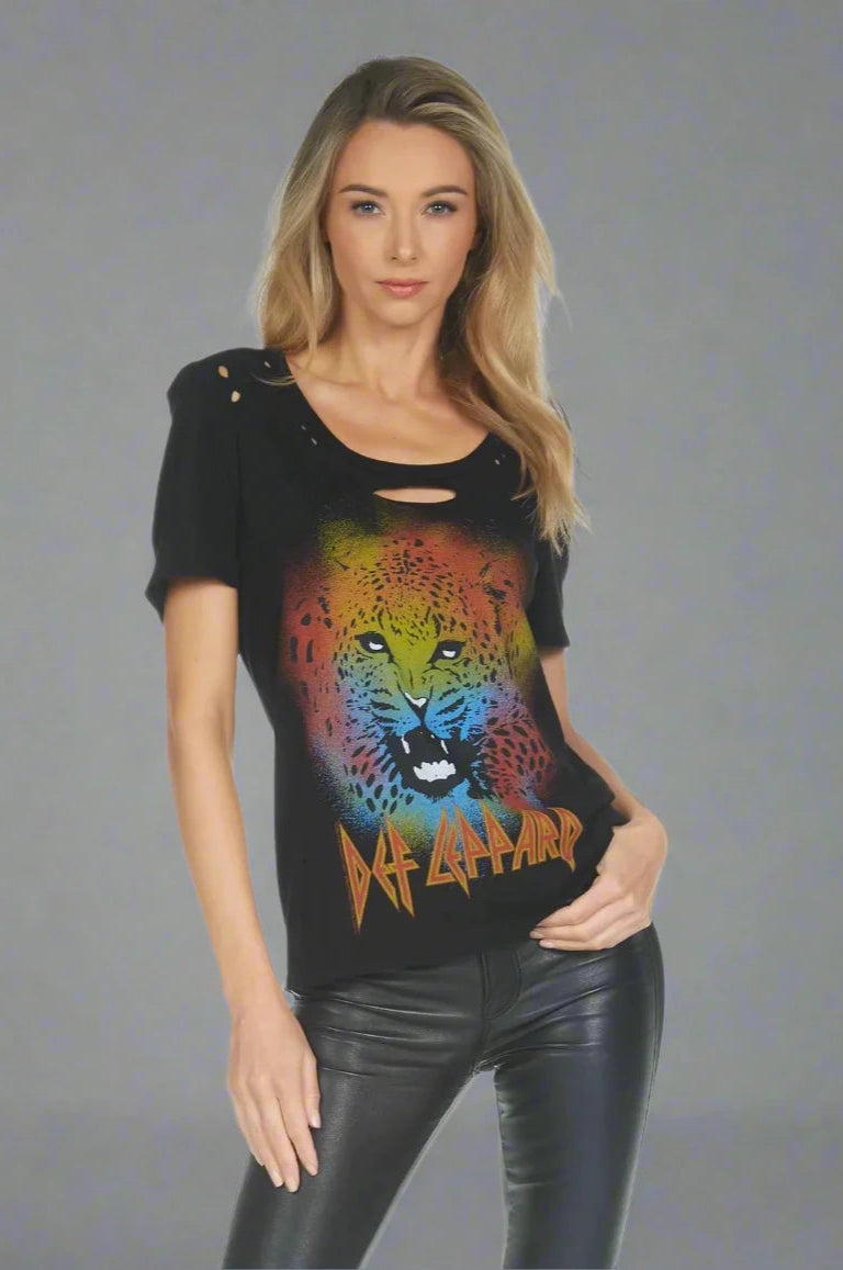 Lauren Moshi Myra Def Leppard Leopard T-Shirt T-Shirt by Lauren Moshi as seen on celebrities