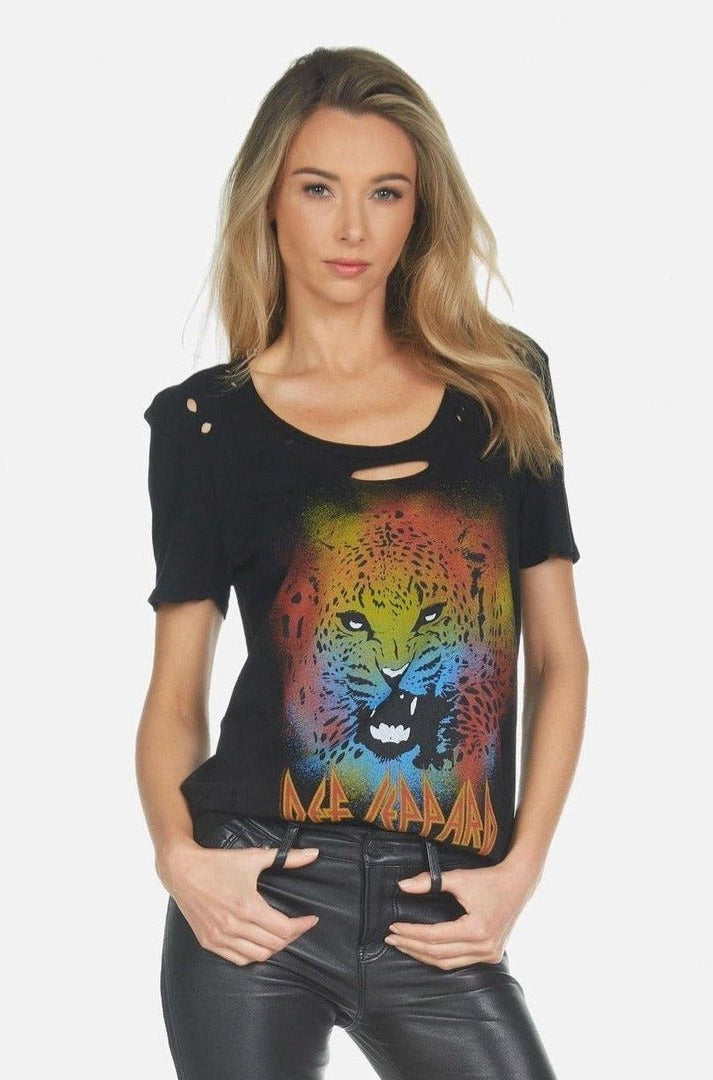 Lauren Moshi Myra Def Leppard Leopard T-Shirt T-Shirt by Lauren Moshi as seen on celebrities