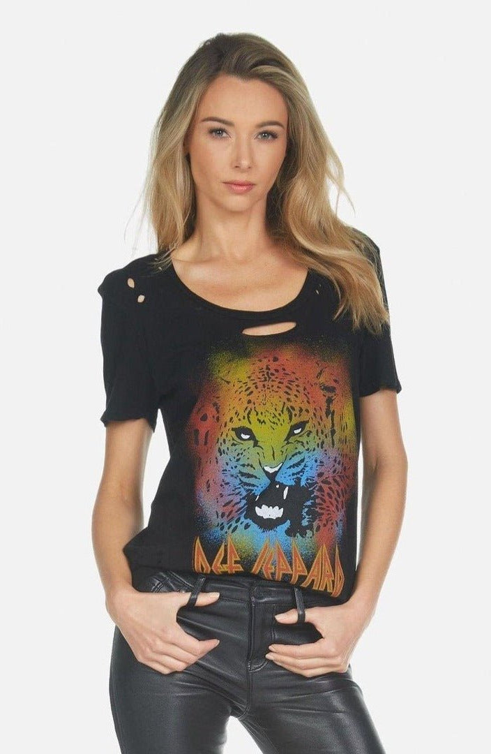 Lauren Moshi Myra Def Leppard Leopard T-Shirt T-Shirt by Lauren Moshi as seen on celebrities