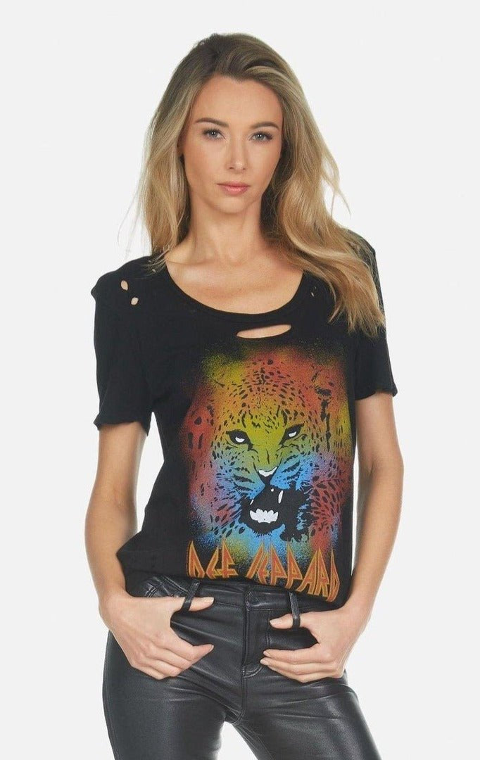 Lauren Moshi Myra Def Leppard Leopard T-Shirt T-Shirt by Lauren Moshi as seen on celebrities
