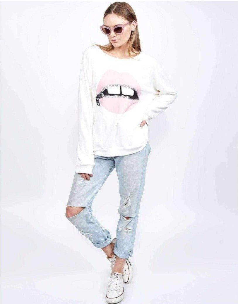 Lauren Moshi Noleta Zipper Mouth Sweatshirt - Spoiled Brat
