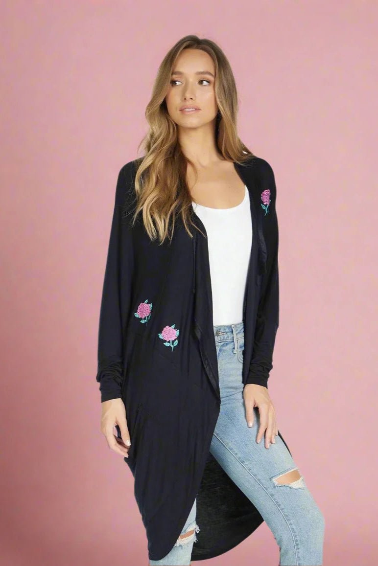 Lauren Moshi Ramona Crystal Roses Wrap Cardigan - Spoiled Brat