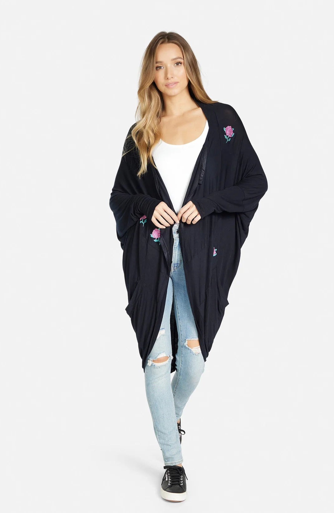 Shop Lauren Moshi Lauren Moshi Ramona Crystal Roses Wrap Cardigan Wrap Cardigan for women – premium loungewear and festival fashion at Spoiled Brat
