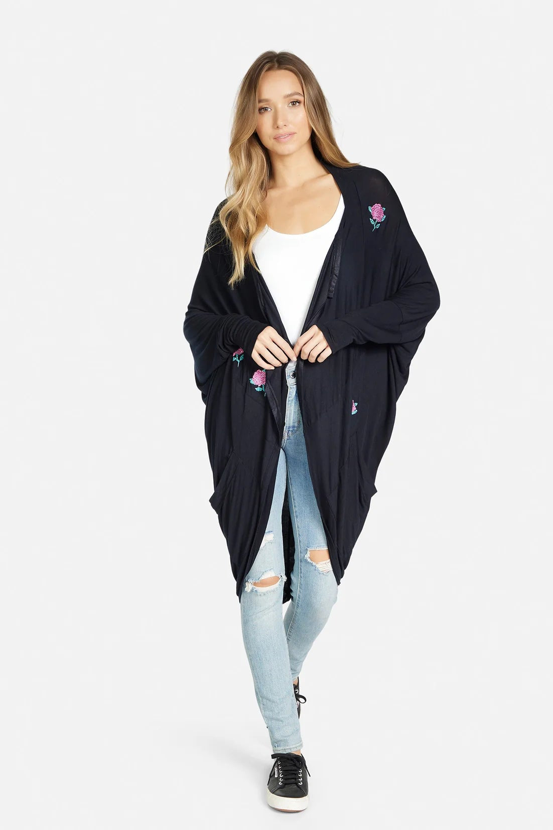 Shop Lauren Moshi Lauren Moshi Ramona Crystal Roses Wrap Cardigan Wrap Cardigan for women – premium loungewear and festival fashion at Spoiled Brat
