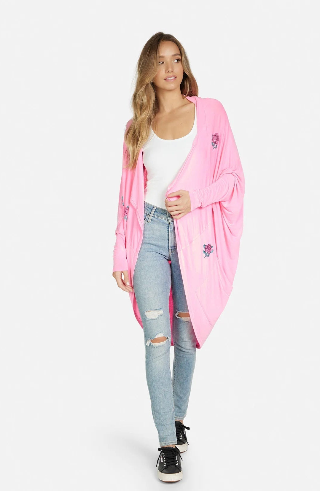 Shop Lauren Moshi Lauren Moshi Ramona Crystal Roses Wrap Cardigan Wrap Cardigan for women – premium loungewear and festival fashion at Spoiled Brat