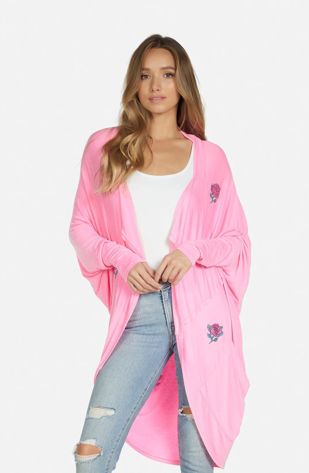 Shop Lauren Moshi Lauren Moshi Ramona Crystal Roses Wrap Cardigan Wrap Cardigan for women – premium loungewear and festival fashion at Spoiled Brat