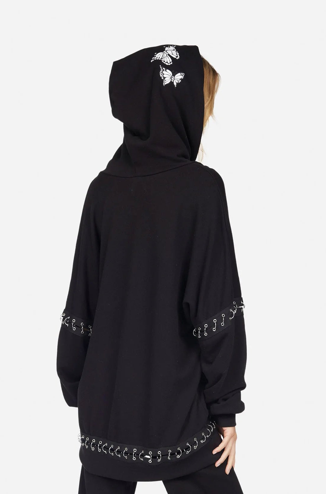 Lauren Moshi Samantha Butterfly Skull Burst Hoodie Wrap Cardigan by Lauren Moshi as seen on celebrities