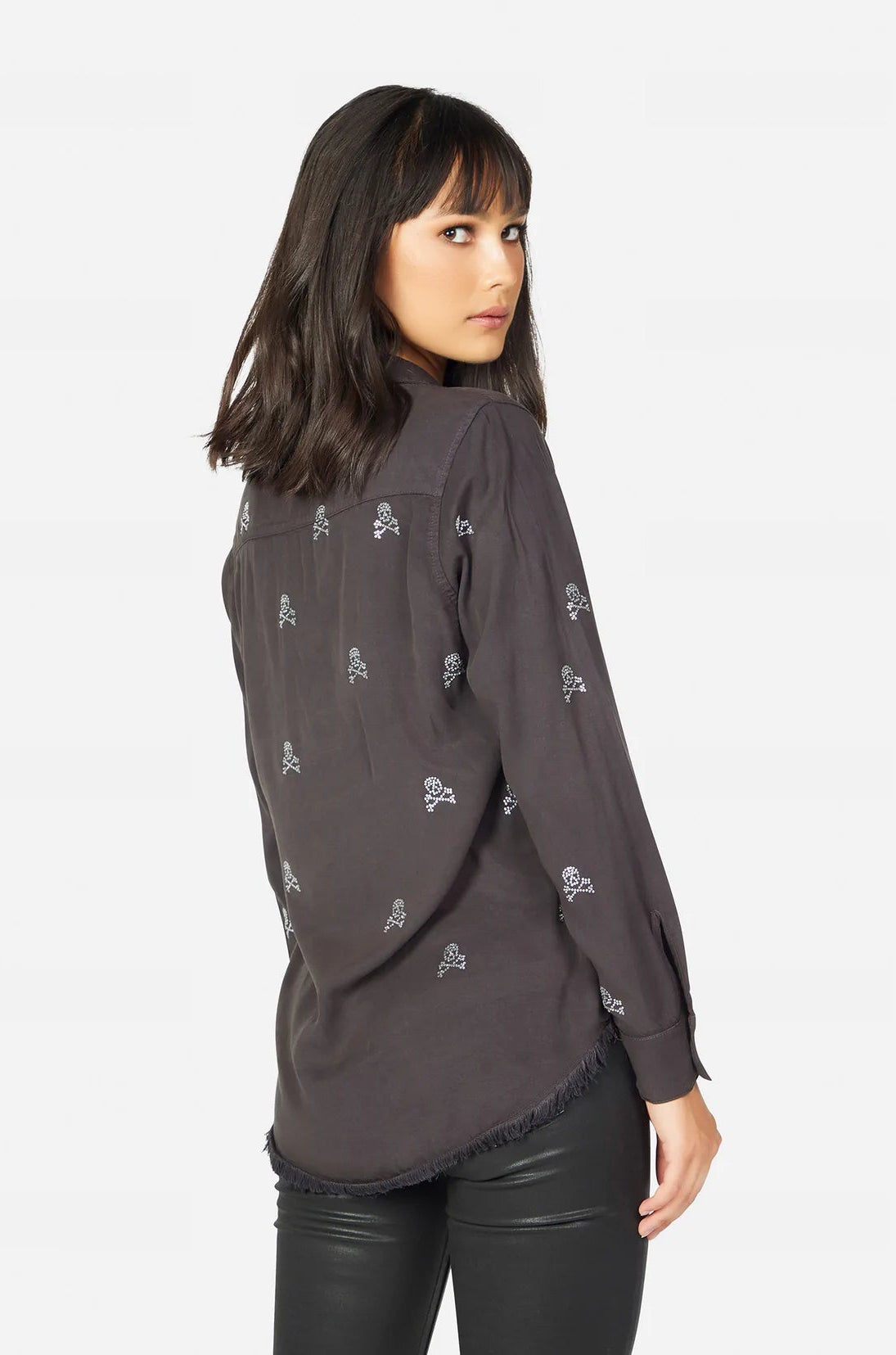 Lauren Moshi Sloane Mini Crystal Cross Bone Skulls Shirt Denim Shirt by Lauren Moshi as seen on celebrities