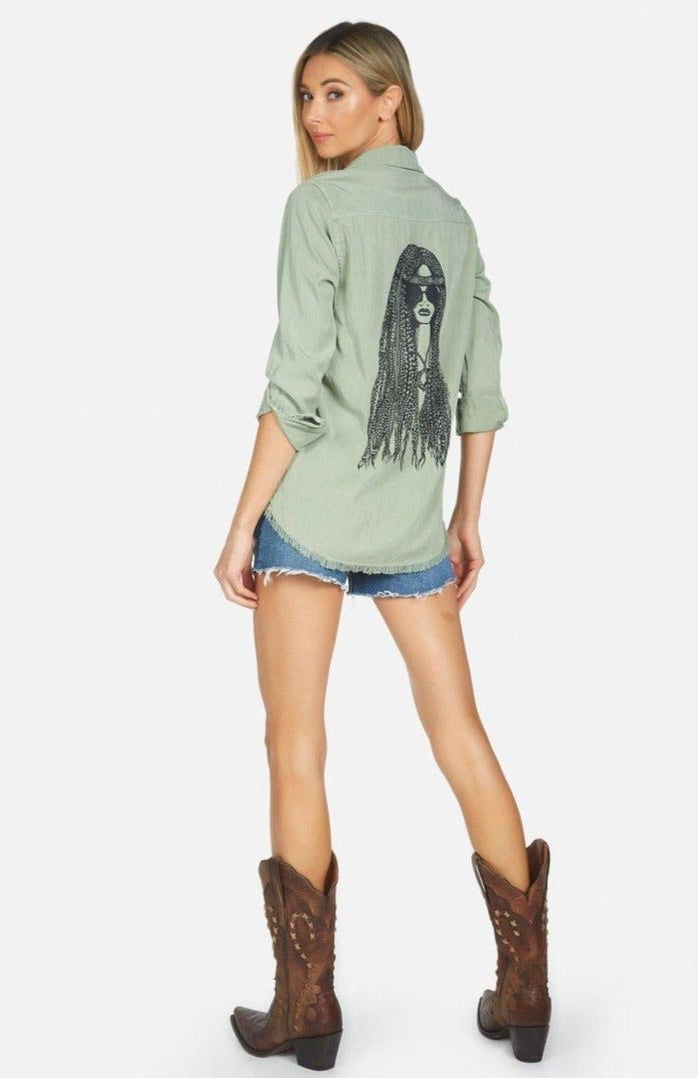 Lauren Moshi Sloane Sloane Hippie Girl Denim Shirt Denim Shirt by Lauren Moshi as seen on celebrities