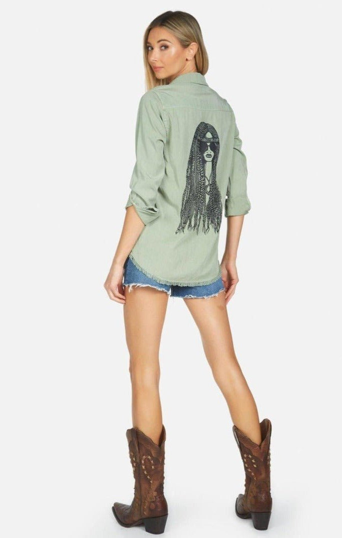 Lauren Moshi Sloane Sloane Hippie Girl Denim Shirt Denim Shirt by Lauren Moshi as seen on celebrities