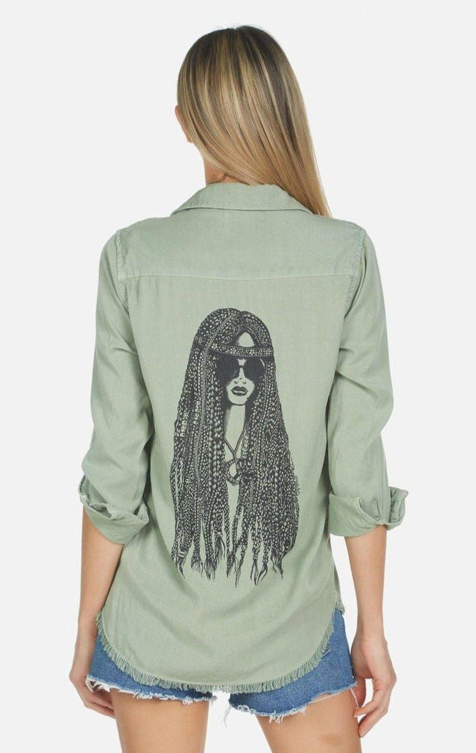 Lauren Moshi Sloane Sloane Hippie Girl Denim Shirt Denim Shirt by Lauren Moshi as seen on celebrities