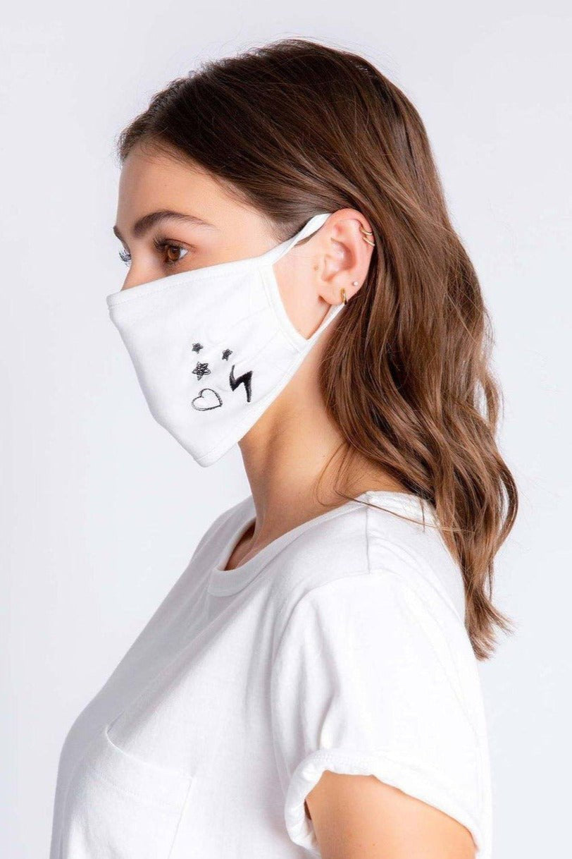 PJ Salvage Ivory Face Mask with Stars & Hearts Face Mask by PJ Salvage as seen on celebrities
