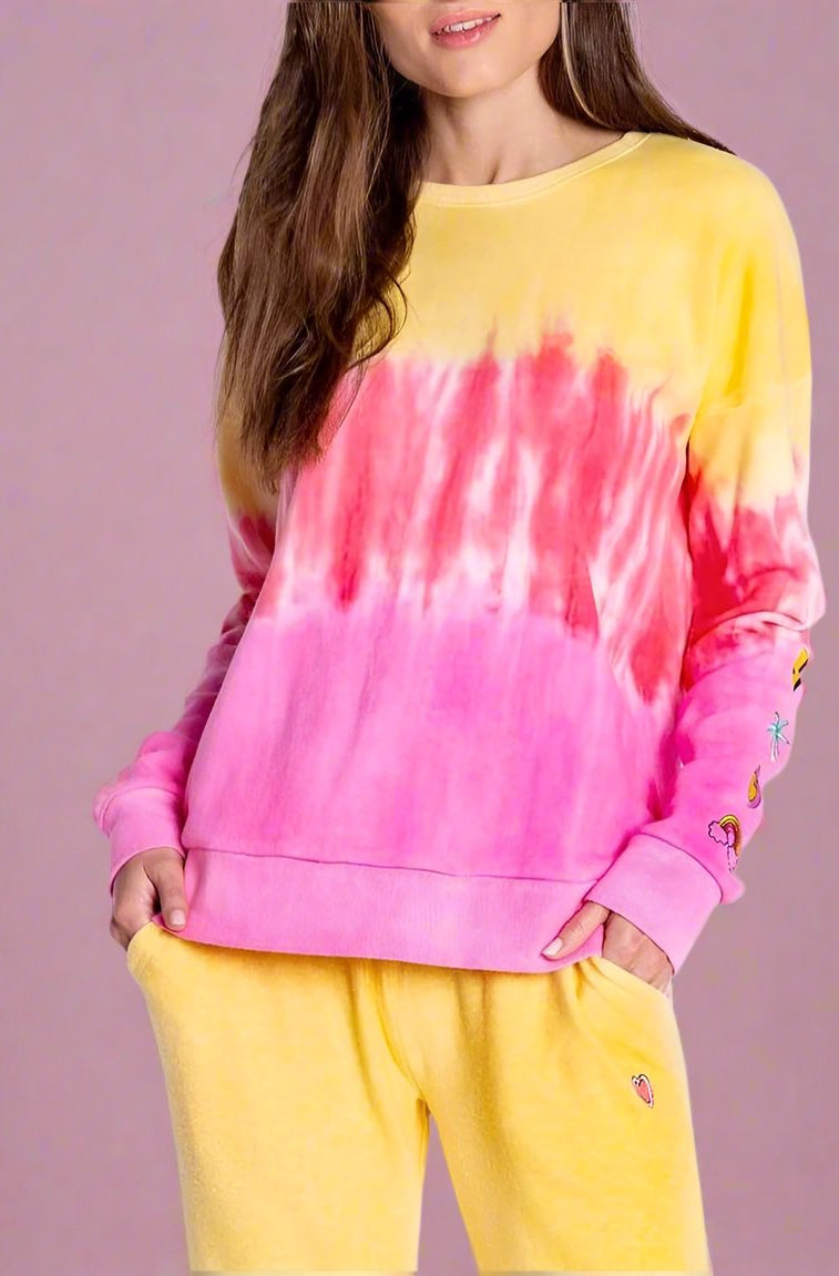 PJ Salvage One Love Ombre Tie Dye Crew Neck Long Sleeve Sweater Sweater by PJ Salvage as seen on celebrities