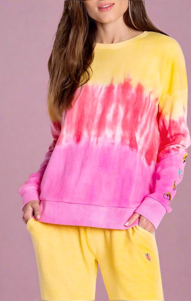 PJ Salvage One Love Ombre Tie Dye Crew Neck Long Sleeve Sweater Sweater by PJ Salvage as seen on celebrities