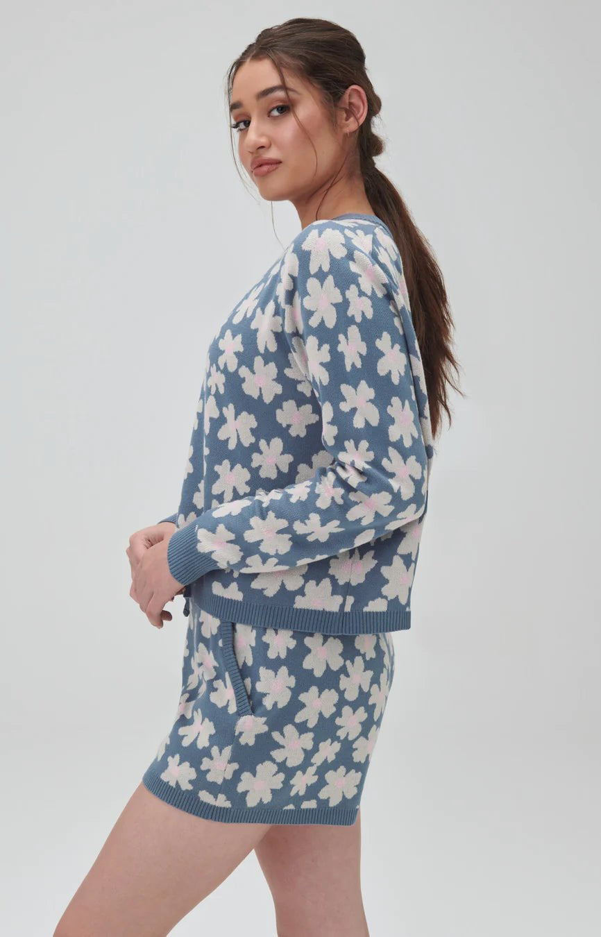 Spiritual Gangster Floral Jacquard Boxy Raglan Pullover Sweater by Spiritual Gangster as seen on celebrities