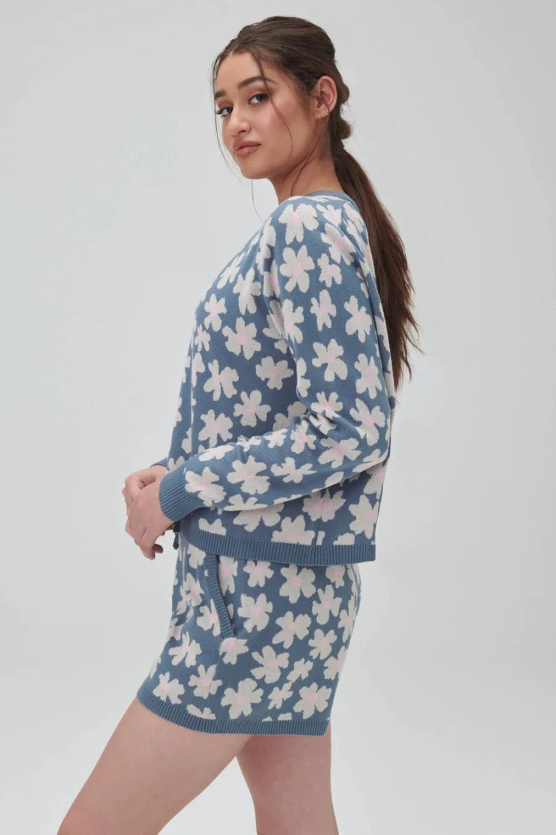 Shop Spiritual Gangster Spiritual Gangster Floral Jacquard Relaxed Sweater Shorts Shorts for women – premium loungewear and festival fashion at Spoiled Brat