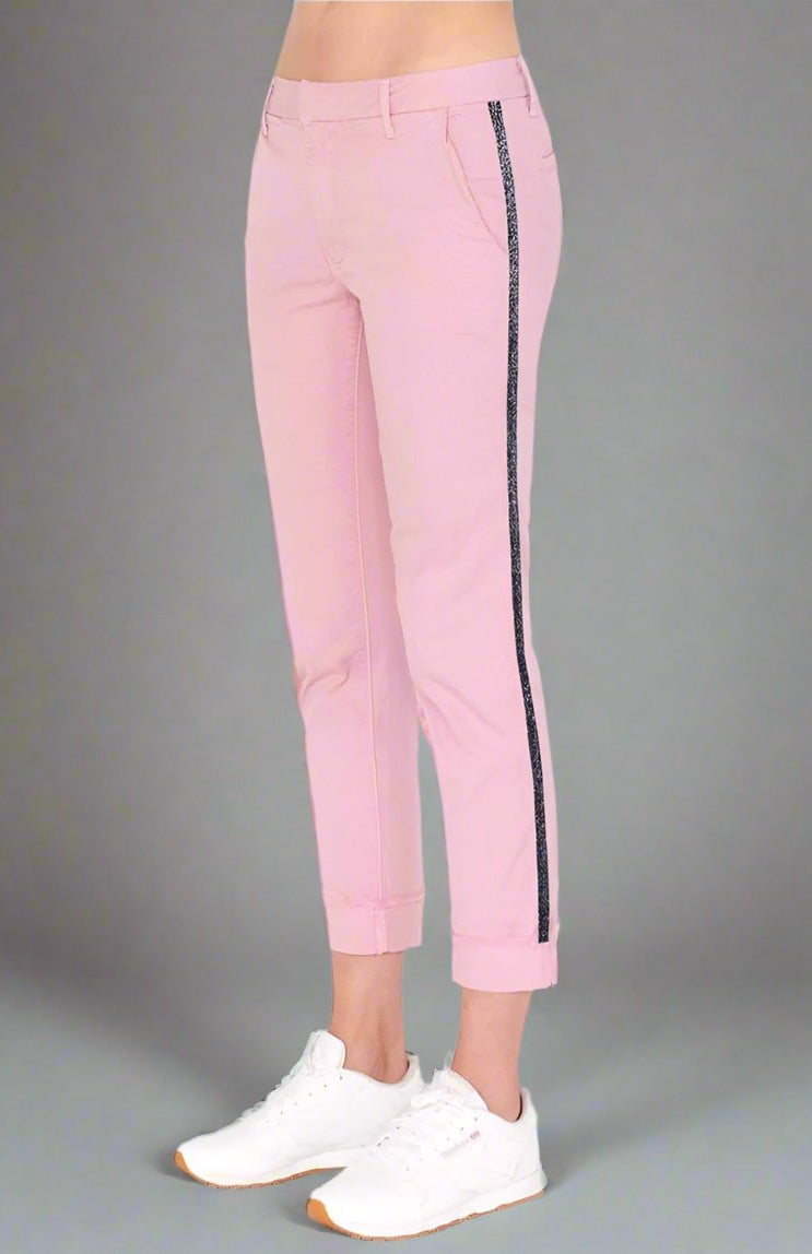 Sundry Glitter Stripe Roll Up Chino Trousers Trousers by Sundry as seen on celebrities