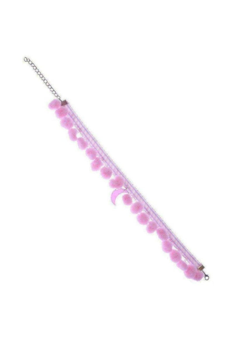 Shop Suzywan DELUXE Suzywan DELUXE Pink Moon Pom Pom Choker Choker for women – premium loungewear and festival fashion at Spoiled Brat