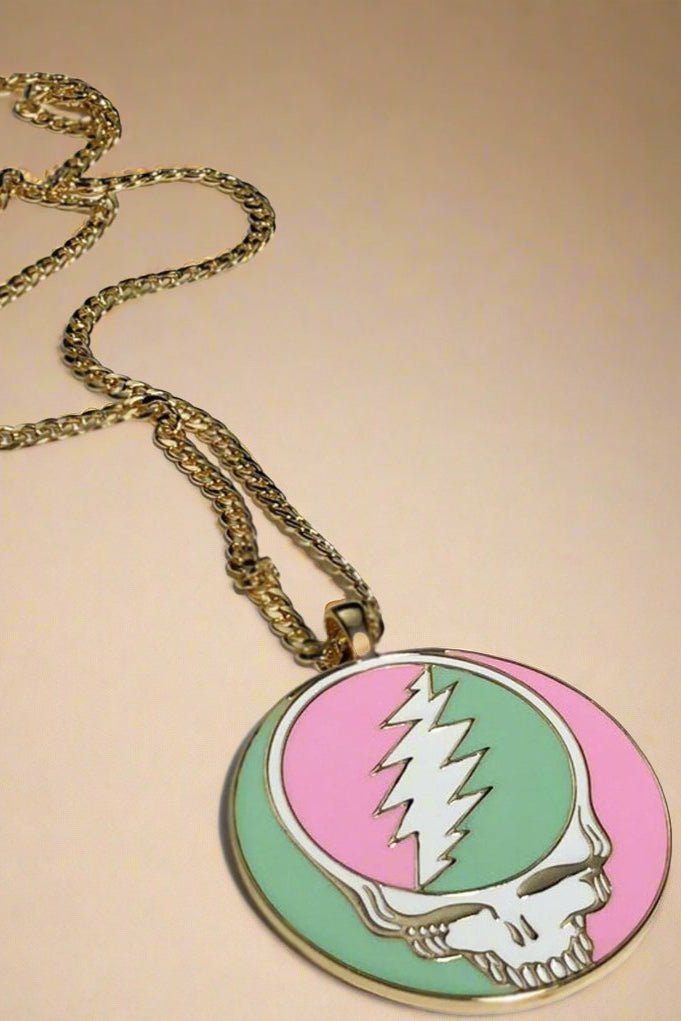 Trixy Starr x Grateful Dead Pastel Stealie Necklace by Trixy Starr – Necklace – Gold | Spoiled Brat UK