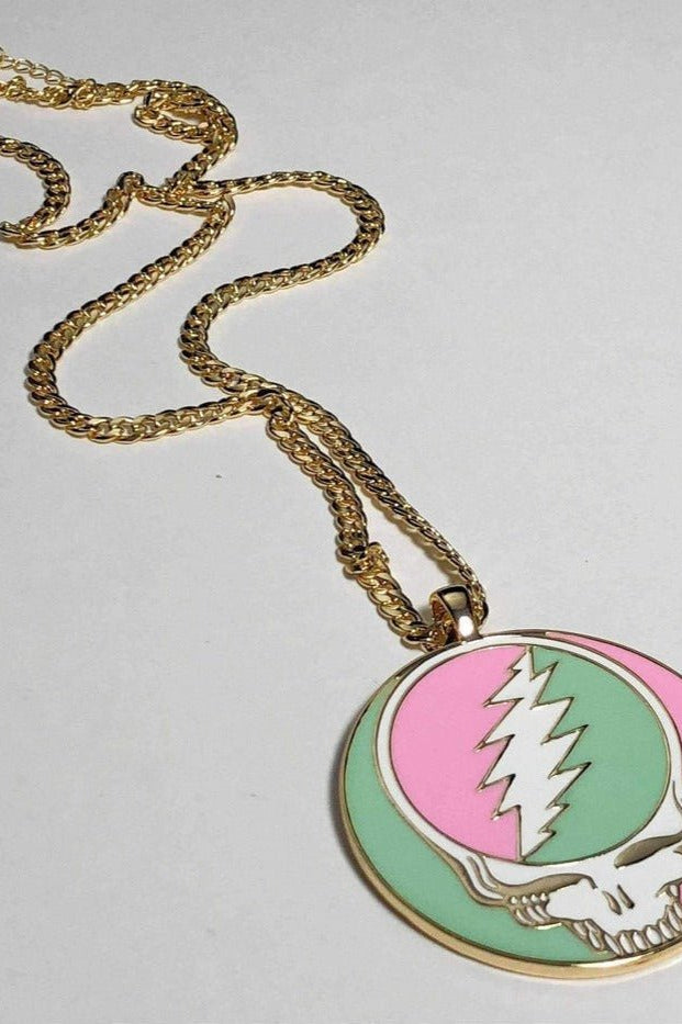 Trixy Starr x Grateful Dead Pastel Stealie Necklace by Trixy Starr – Necklace – Gold | Spoiled Brat UK
