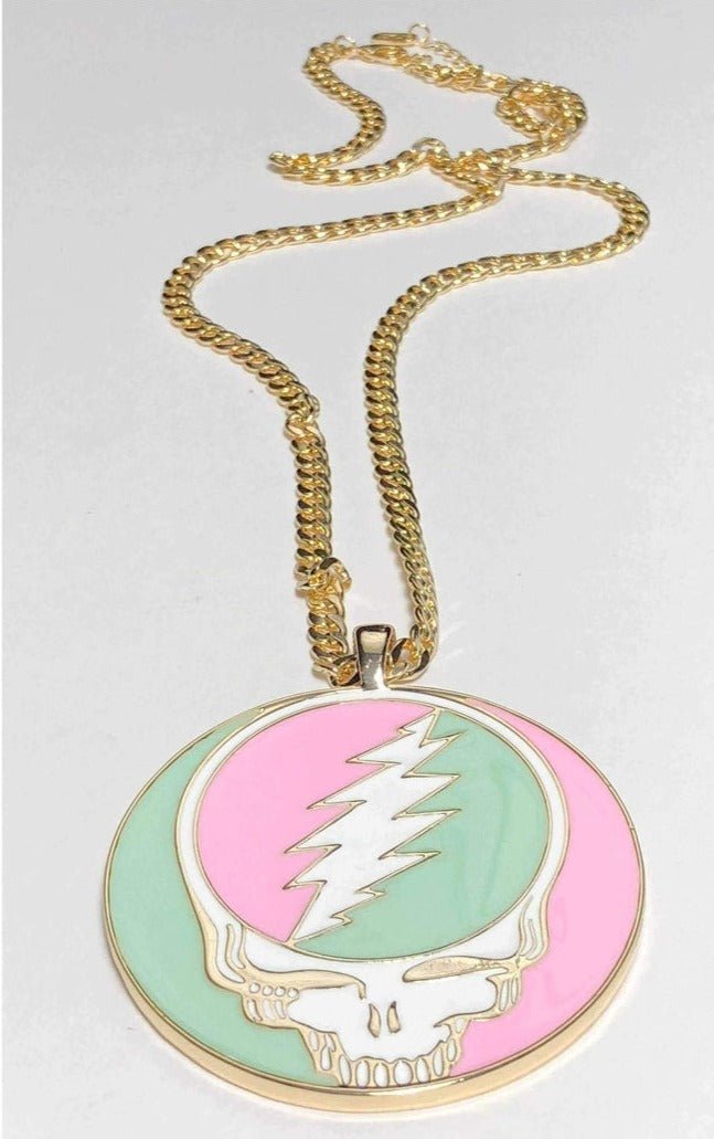 Trixy Starr x Grateful Dead Pastel Stealie Necklace by Trixy Starr – Necklace – Gold | Spoiled Brat UK
