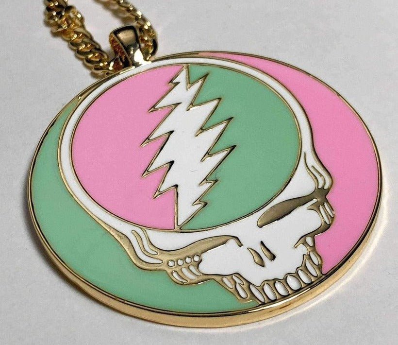 Trixy Starr x Grateful Dead Pastel Stealie Necklace by Trixy Starr – Necklace – Gold | Spoiled Brat UK