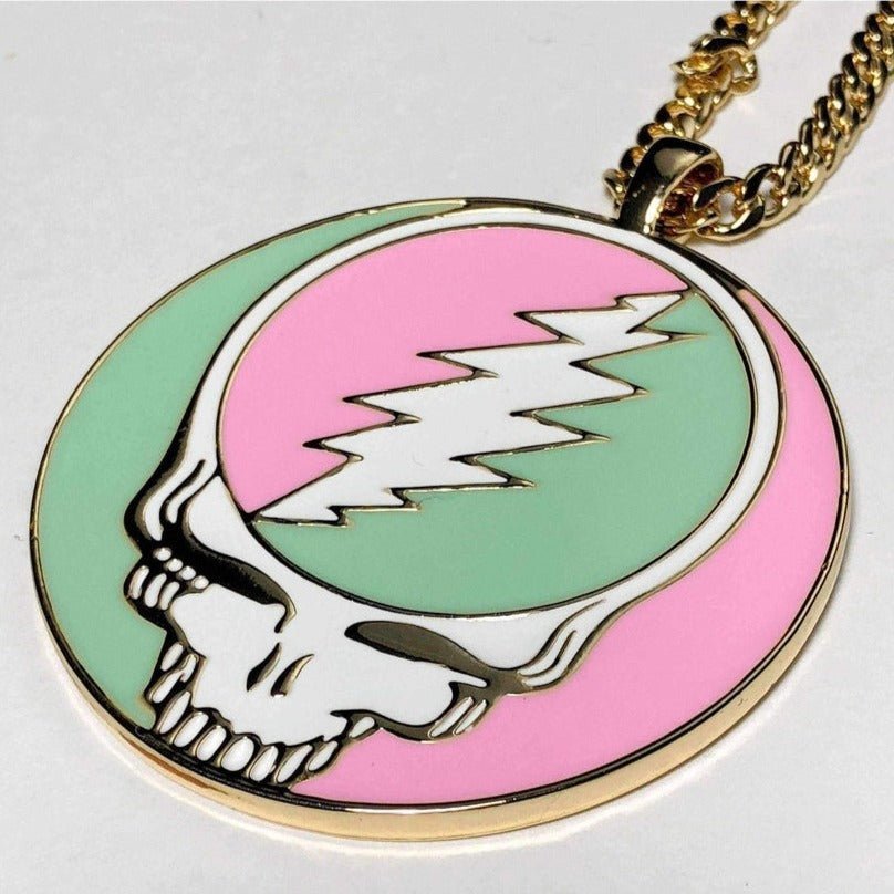 Trixy Starr x Grateful Dead Pastel Stealie Necklace by Trixy Starr – Necklace – Gold | Spoiled Brat UK