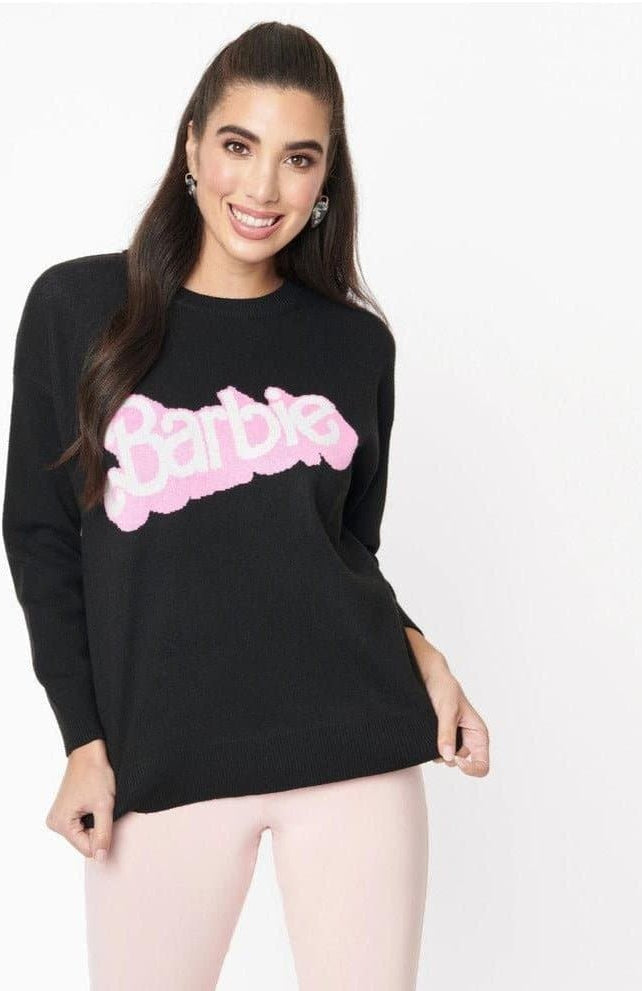 Barbie x Unique Vintage Black Barbie Logo Sweater Sweatshirt by Unique Vintage as seen on celebrities