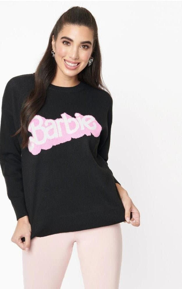 Barbie x Unique Vintage Black Barbie Logo Sweater Sweatshirt by Unique Vintage as seen on celebrities